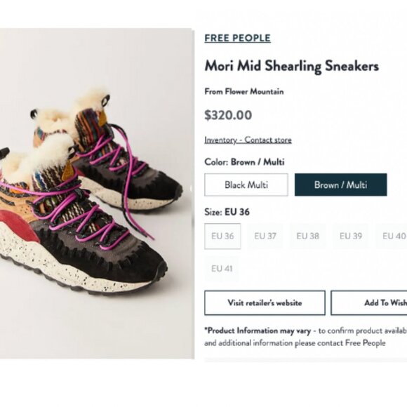 Flower Mountain Mori Mid Shearling Sneakers - Size EUR 38 - Size 7 - 7.5  NWT - Picture 16 of 16